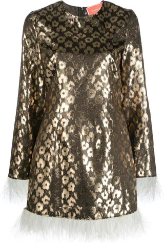 Twiggy feather-trim minidress