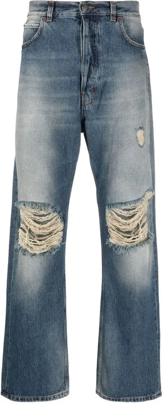 Distressed Straight Leg Jeans