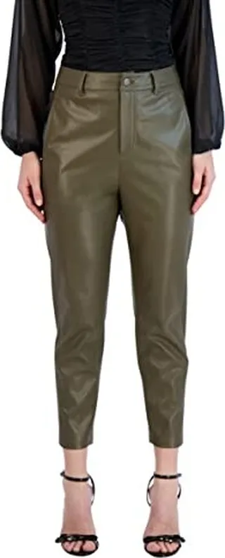 BCBGeneration Women's Faux Leather Pant Straight Leg Belt Loop Pocket Trouser