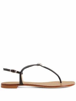 Hollie Crystal leather flip flops