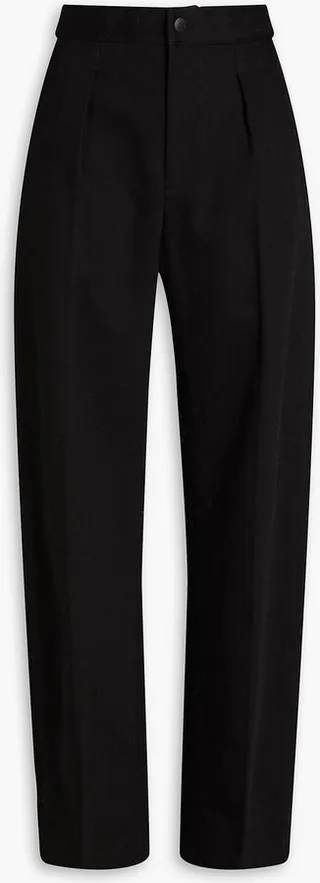 Pleated twill wide-leg pants