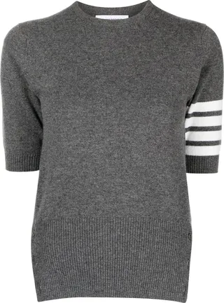 signature 4-Bar stripe short-sleeve cashmere top