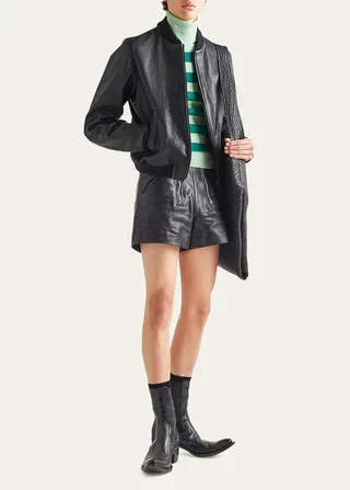 Men's Leather Blouson Jacket