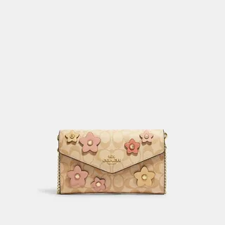 Envelope Clutch Crossbody In Signature Canvas With Floral Applique