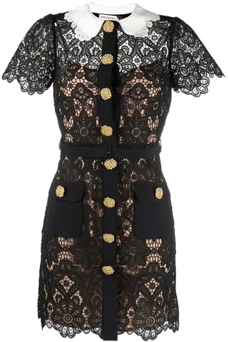 Floral-Lace Peter-Pan Collar Minidress