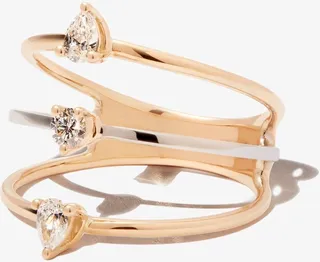 18K Yellow Gold Two In One Triple Diamond Ring