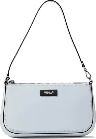 Kate Spade New York Sam Icon Spazzolato Leather Mini Pouchette (Watercolor Blue) Handbags
