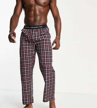 French Connection Tall lounge pant in red check