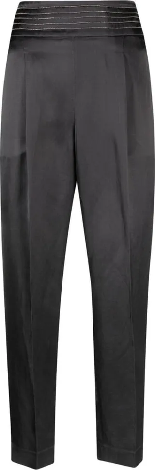 Satin-Finish Cropped Trousers