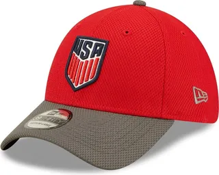 Men's New Era Red Usmnt Team Basic Diamond Tech 39THIRTY Flex Hat