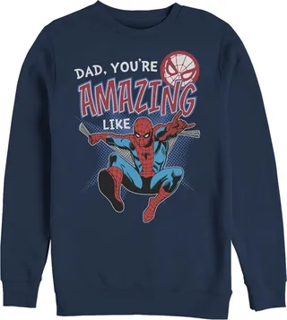 Men's Marvel Webbed Spider-Man Amazing Dad Sweatshirt - Navy Blue - 2X Large