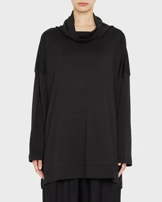 Monks Cowl-Neck Wool Pullover Top