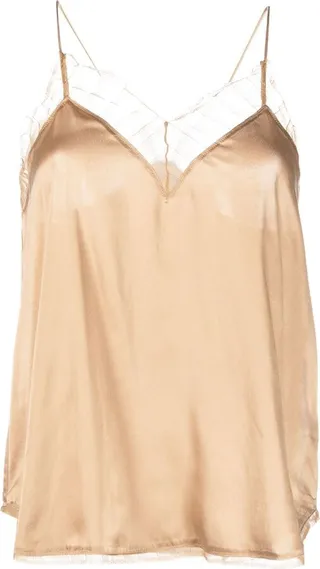 Lace-Trim Silk Camisole Top