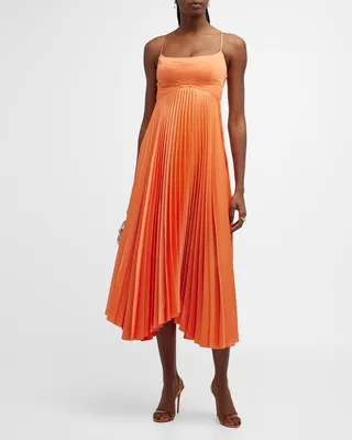 Hollie Pleated Empire-Waist Midi Dress