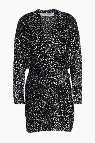Mielan metallic leopard-print velvet mini dress