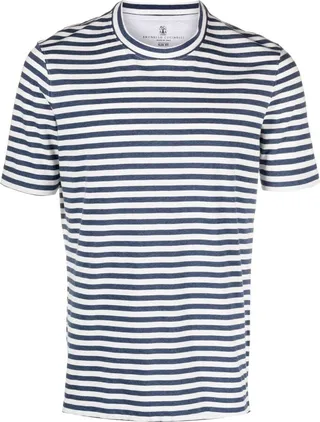 White Striped Cotton T-Shirt