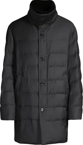 Quilted Wool Parka with Shearling Lamb