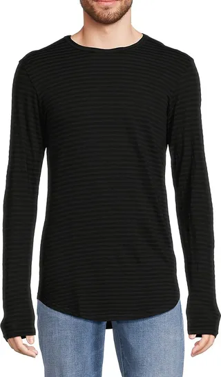 Striped Long Sleeve Crewneck T Shirt