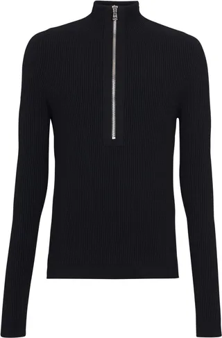 Half-Zip Ribbed-Knit Top