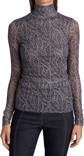 Bramble Turtleneck Top in Navy Blue