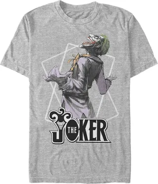 Men's Batman Joker Maniacal Card T-Shirt - Athletic Heather - 3X Large