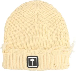 Palm Angels Logo-Patch Frayed Edge Beanie
