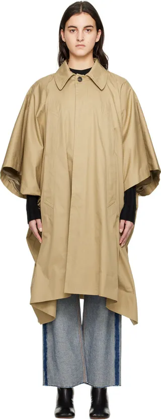 MM6 Maison Margiela Beige Button Trench Coat