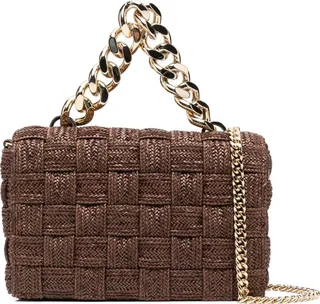 Interwoven-Design Raffia Tote Bag