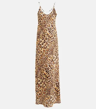 Embellished leopard-print maxi dress