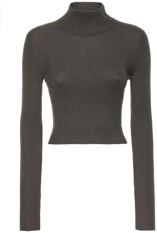 Cashmere blend rib knit crop top