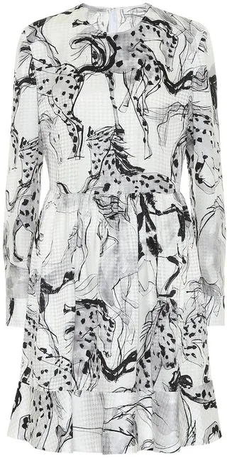 Kalyn printed silk-jacquard dress