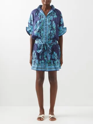 Floral-print Cotton Mini Dress