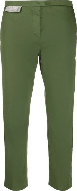 Cropped Bead-Detail Cotton Trousers