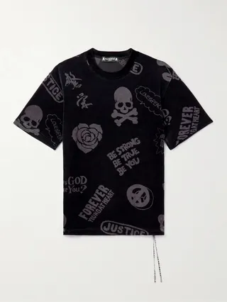 Printed Cotton-Blend Velour T-Shirt