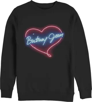Men's Britney Spears Jean Neon Heart Sweatshirt - Black - 2X Large