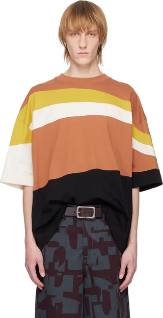 Dries Van Noten Orange Striped T-Shirt