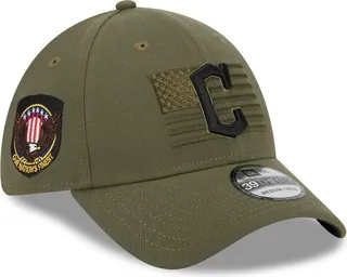 Men's New Era Green Cleveland Guardians 2023 Armed Forces Day 39THIRTY Flex Hat