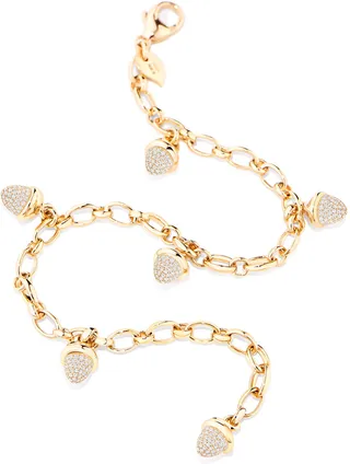 Mikado 18k Diamond Pave Charm Bracelet