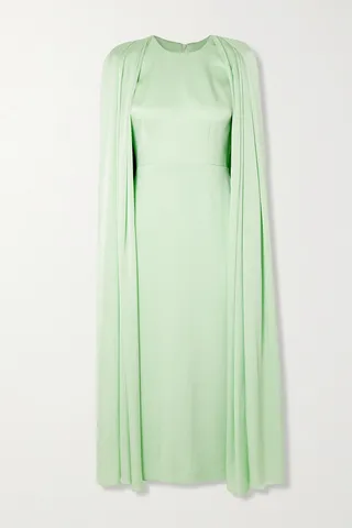 Alex Perry - Beckett Cape-effect Satin-crepe Midi Dress - Green