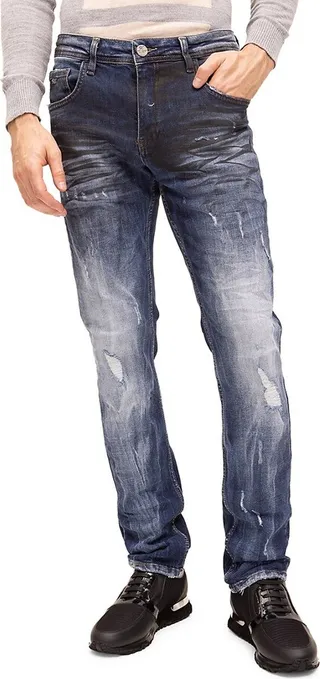 Oil Slicked Distressed Jeans