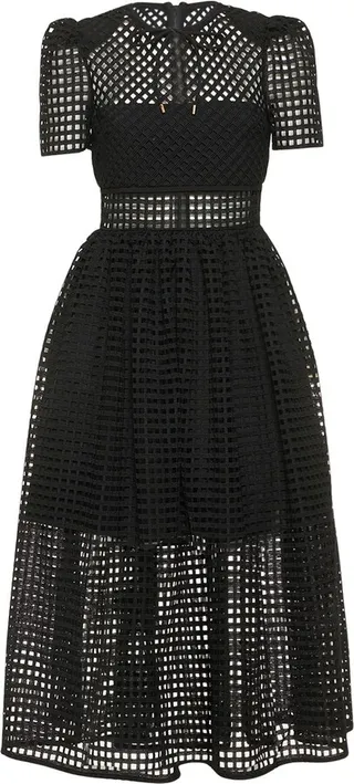 Grid lace midi dress