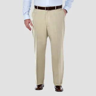 Haggar Men's Big & Tall Premium No Iron Classic Fit Flat Front Casual Pants - Khaki 46x38