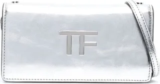 Silver TF Mini Metallic Leather Bag