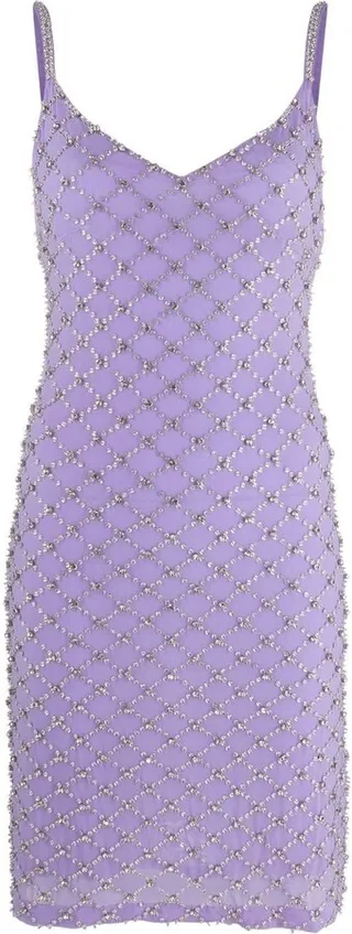 Crystal-Embellished Mesh Dress