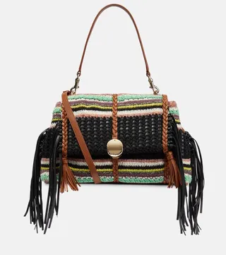 Penelope Medium leather-trimmed shoulder bag