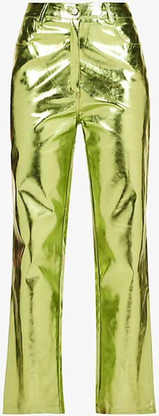 Womens int Green Lupe Straight-leg High-rise Faux-leather Trousers