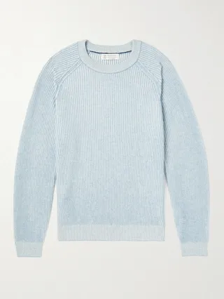 Striped Ribbed Cashmere Sweater