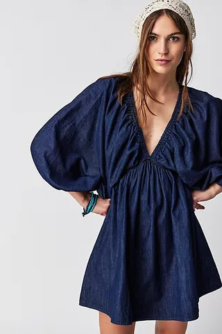 Portia Denim Mini Dress by Free People