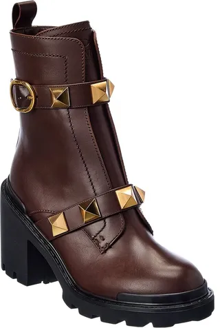Valentino Roman Stud 85 Leather Combat Boot