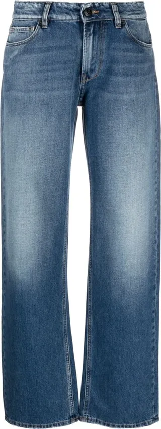 Faded Effect Wide-Leg Jeans
